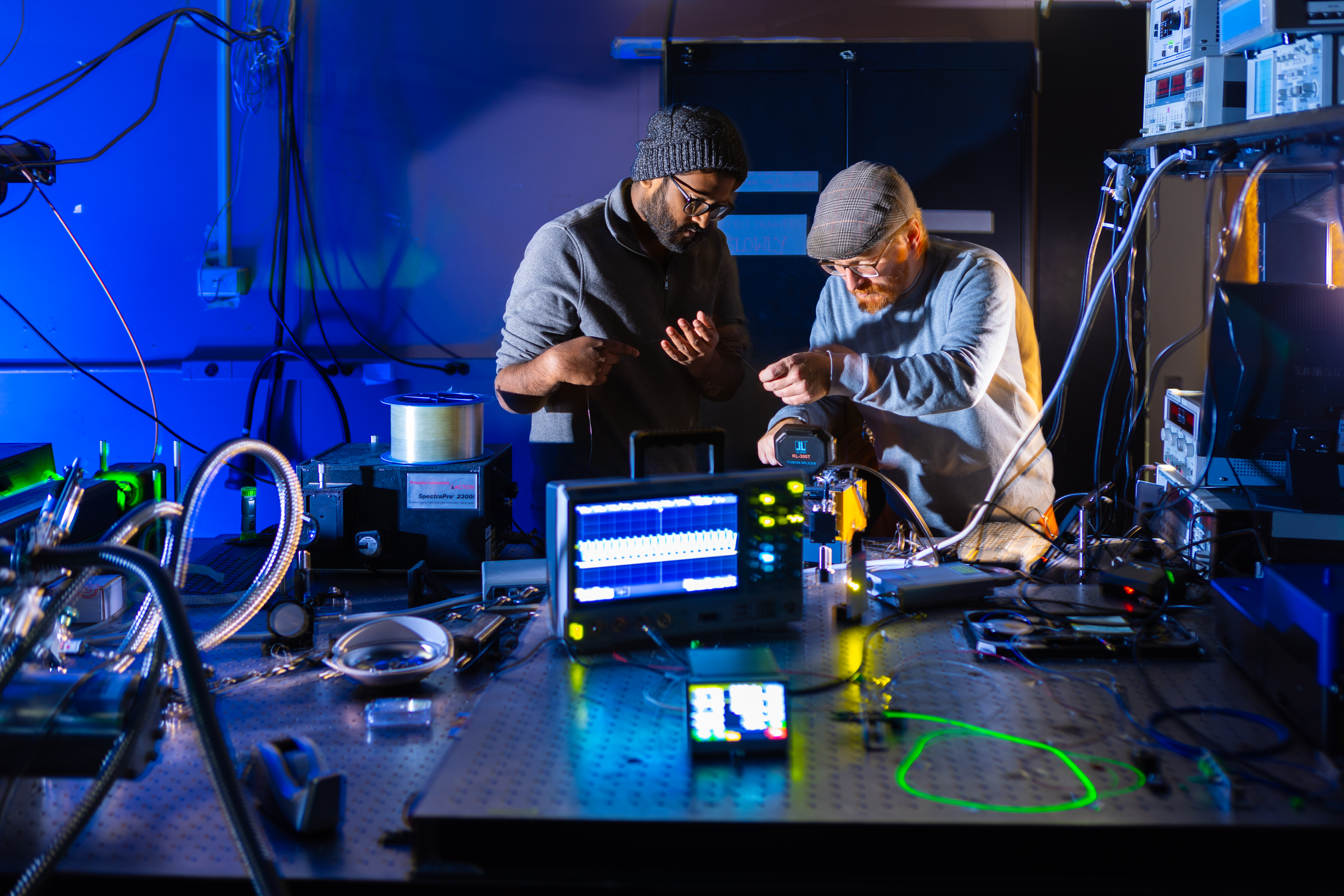 Lab member conducting research in Fronczak Hall